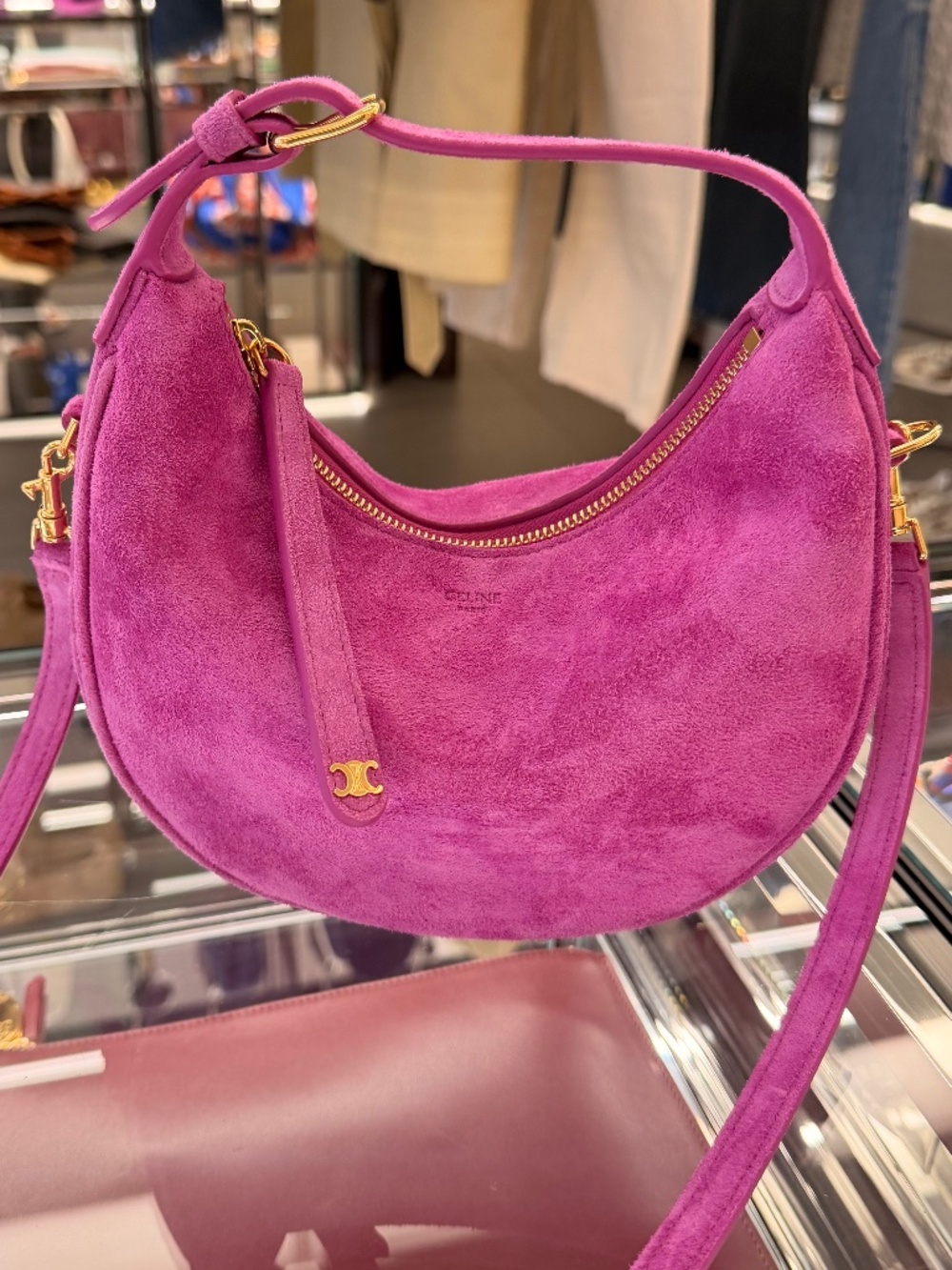 CELINE Teen Lulu Bag Magenta Suede Gold Hardware